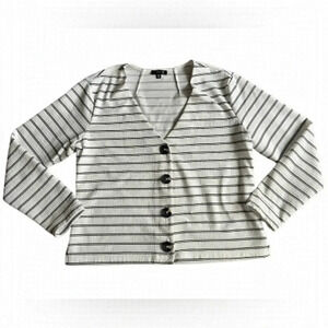 🤍 Dynamite Striped Button-Up Cardigan Top – Tailored Fit